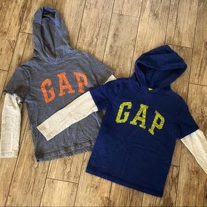 Boys GAP Long Sleeve Tee with Layered Long sleeve and Hoodie BUNDLE (2 shirts)